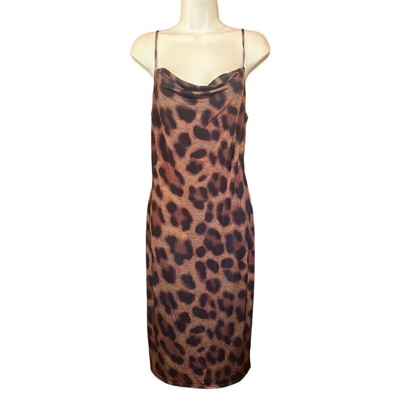 l'agence TAMI COWL NECK SLIP DRESS in Brown & Black NWT Size 4 - Picture 3 of 7